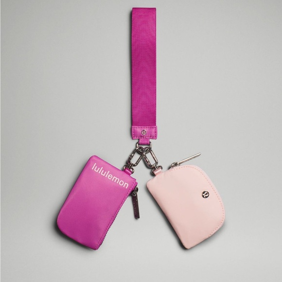lululemon athletica Handbags - Lululemon Dual Pouch Wristlet Color POW Pink Tone / Flush Pink NWT